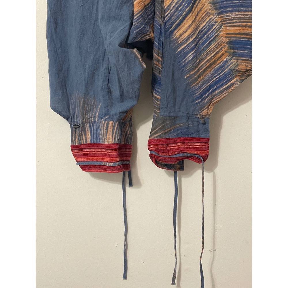 Unisex Thai Harem Pants Blue Cotton Boho Hippie Aladdin Yoga Trousers OSFM - Picture 2 of 7